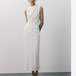 Zara Ivory Sleeveless Midi Dress